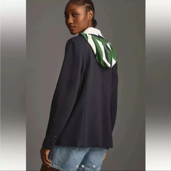 NWT Anthropologie Hooded Khloe Blazer W Striped Sweater Dickie Size Large - Picture 3 of 8